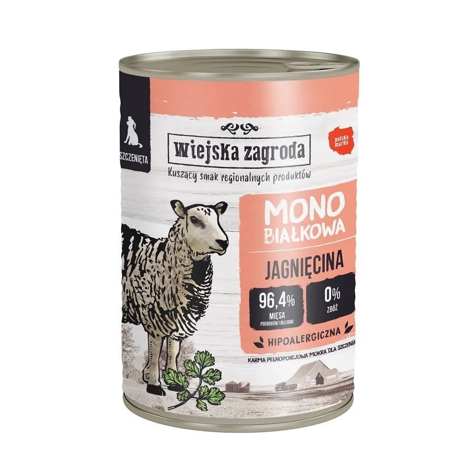 Wiejska Zagroda Jagnięcina Monobiałkowa mokra karma dla szczeniąt