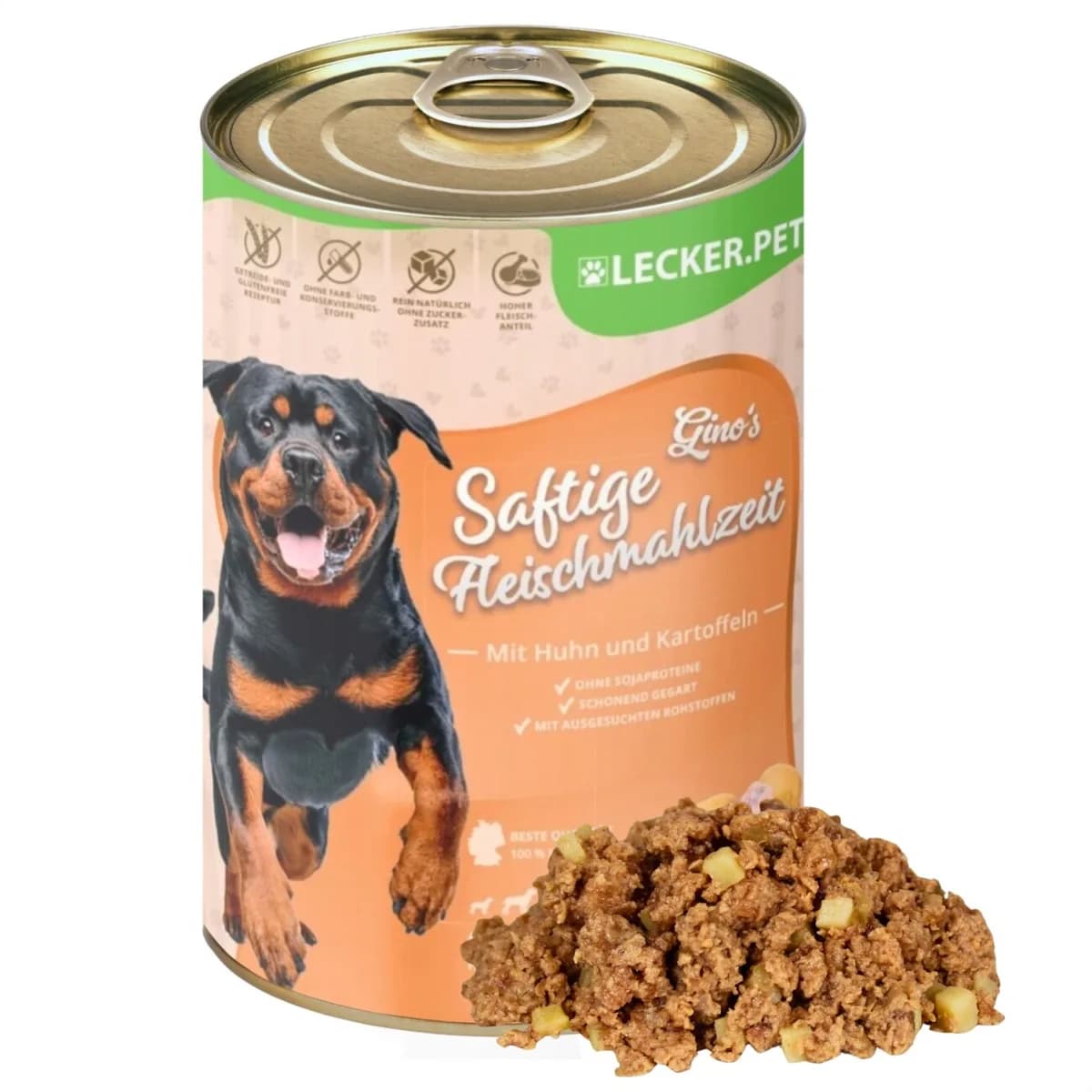 Lyra Pet Lecker.Pet Gino's Saftige Fleischmahlzeit mit Huhn & Kartoffeln