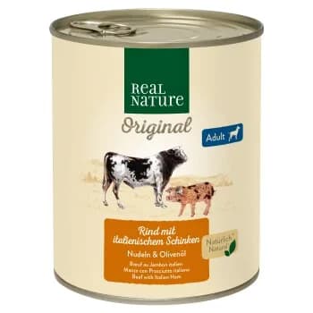 REAL NATURE Original Nassfutter für Hunde Adult Rind mit italienischem Schinken