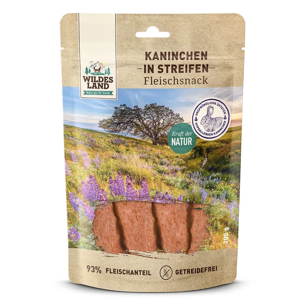 Wildes Land Fleischsnacks Kaninchenfleisch in Streifen
