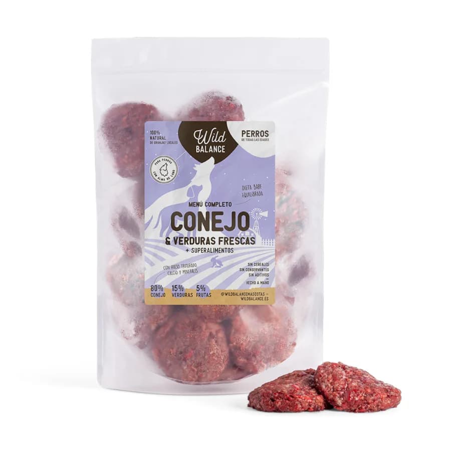 Wild Balance Menú Barf conejo con verduras comida congelada