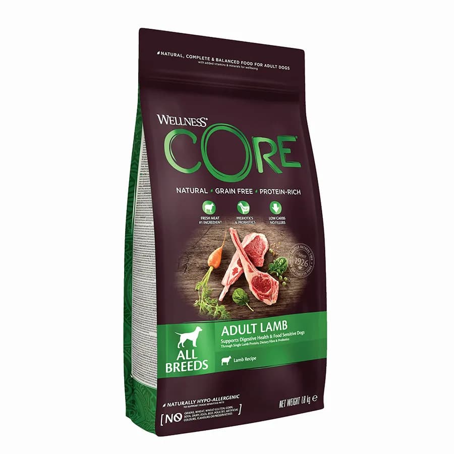 Wellness Core Complete Grain Free All Breeds Adult Dry Dog Food Lamb