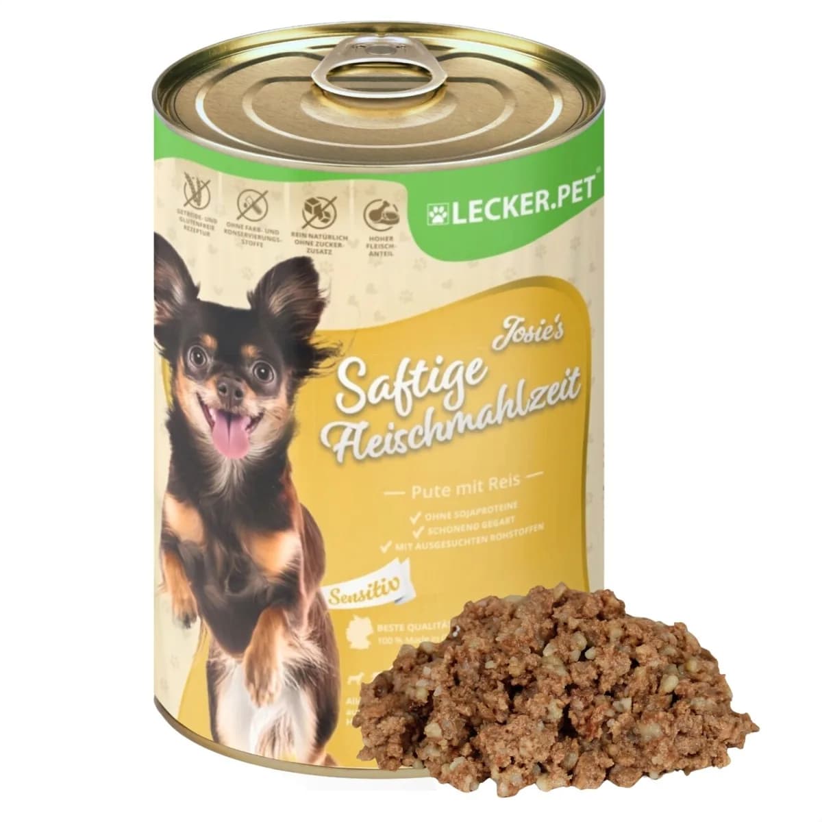 Lyra Pet Lecker.Pet Josie's Saftige Fleischmahlzeit Sensitiv mit Pute & Reis