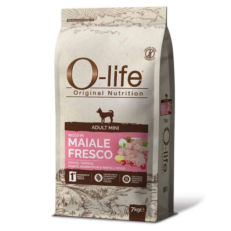 O-life Dog Adult Mini con Maiale Fresco