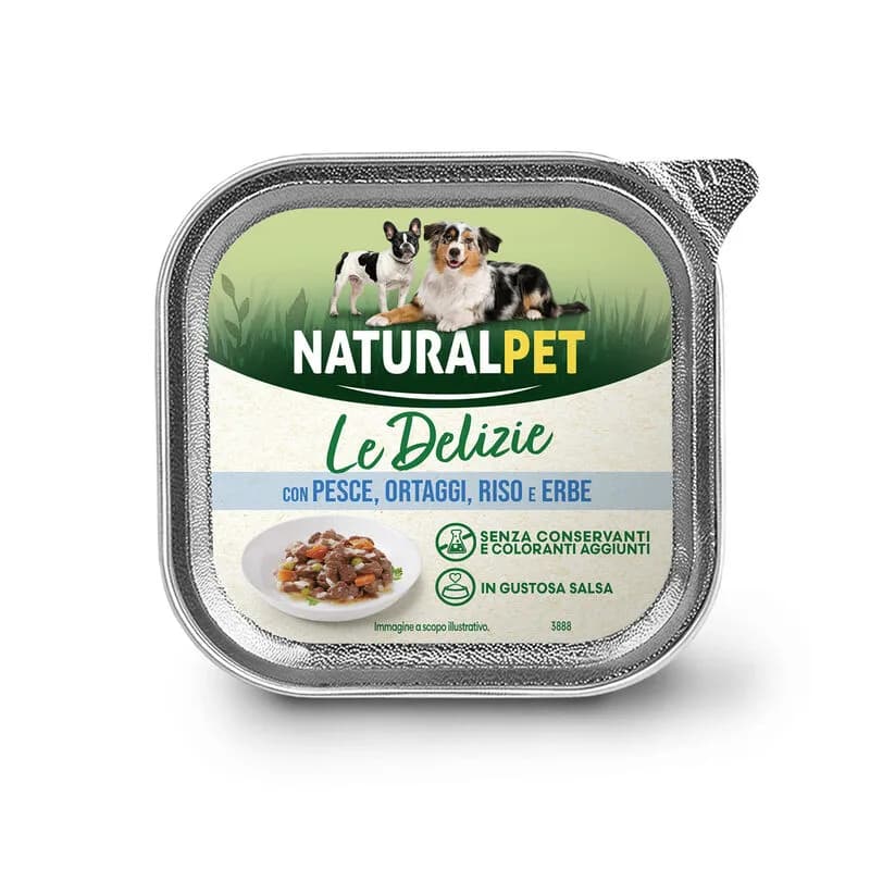Naturalpet Le Delizie Dog Adult Bocconcini con pesce, ortaggi, riso ed erbe