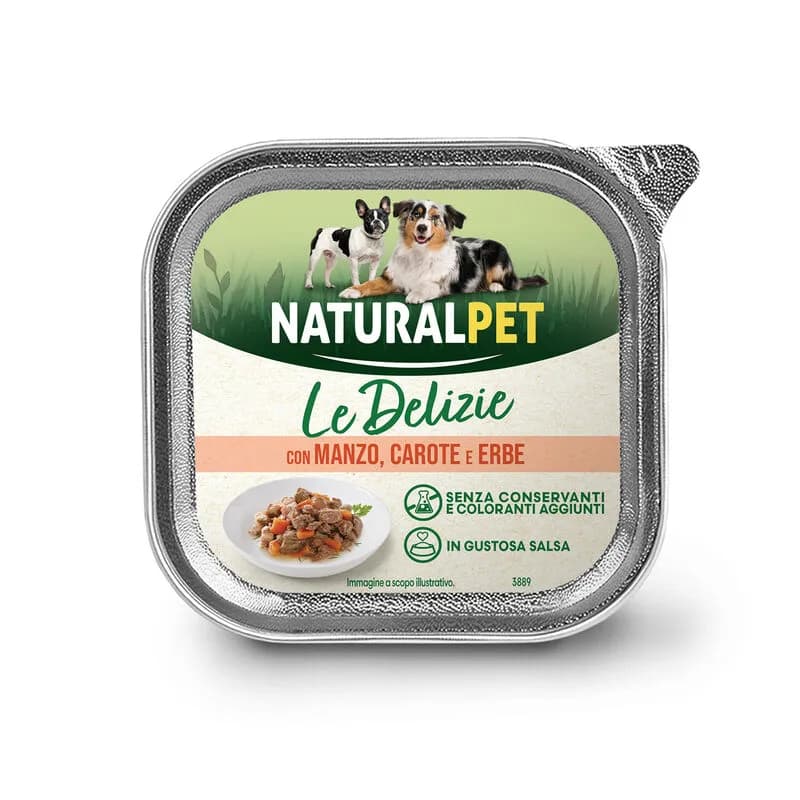 Naturalpet Le Delizie Dog Adult Bocconcini con manzo, carote ed erbe