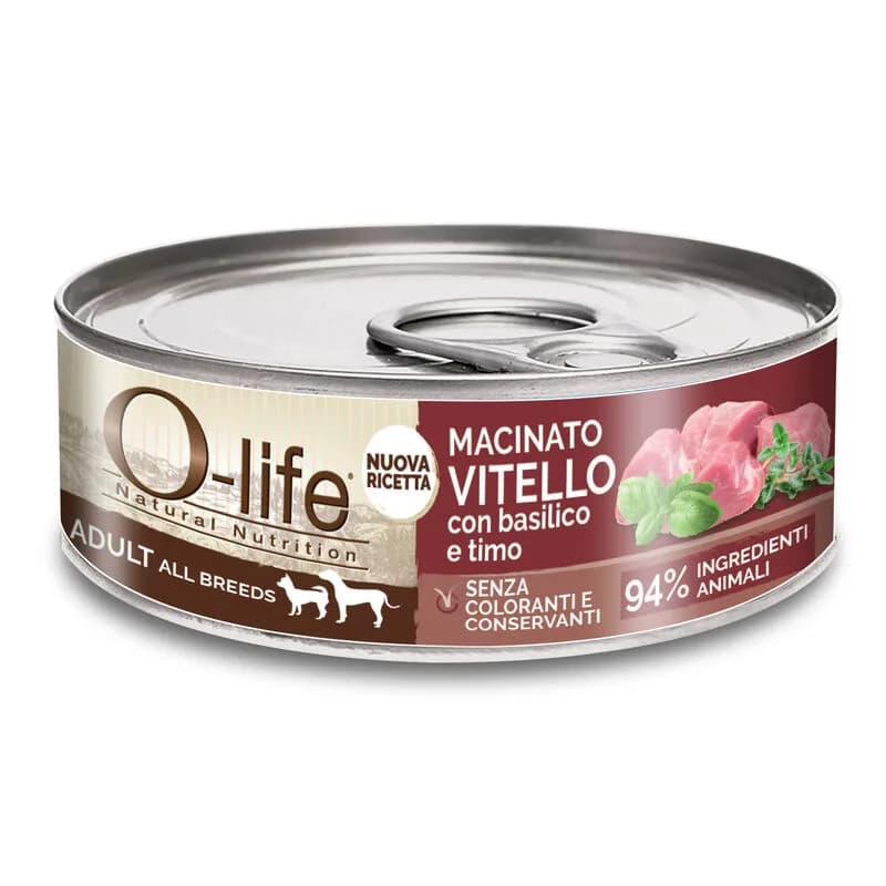 O-life Dog Adult All breeds Macinato di Vitello con basilico e timo