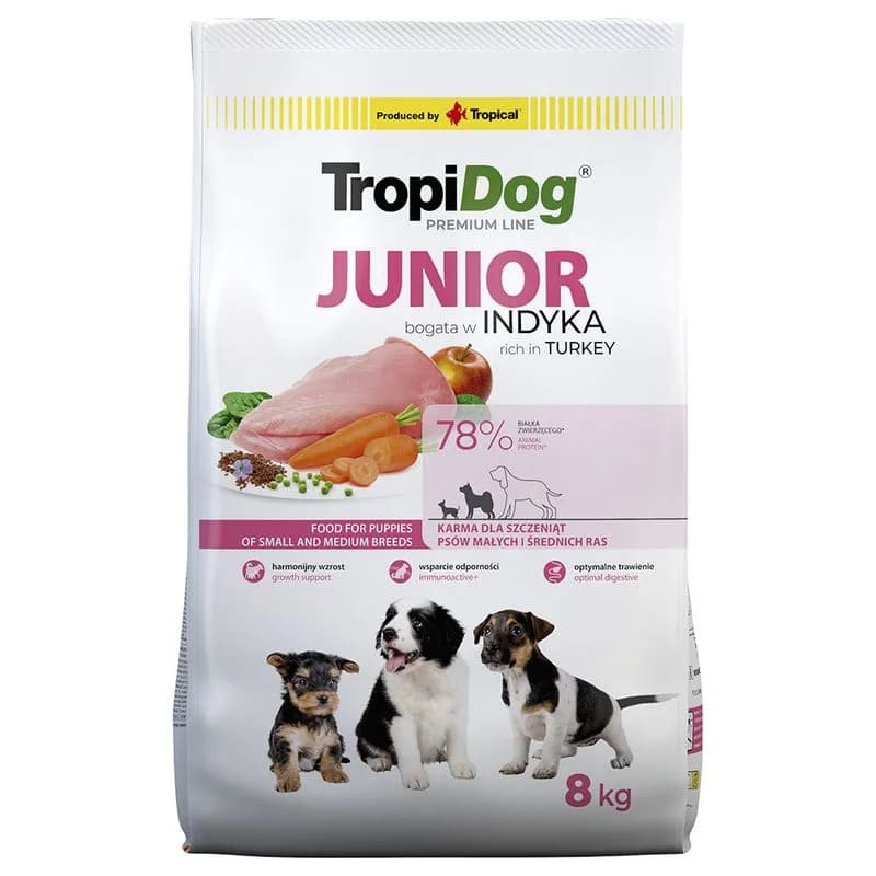 Tropidog Premium Junior Small & Medium med kalkon & ris