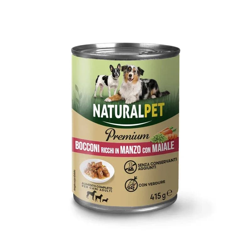 Naturalpet Premium Bocconi ricchi manzo con maiale