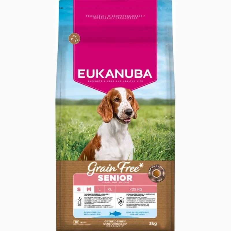 Eukanuba Grain Free Senior Small & Medium, ryba morska