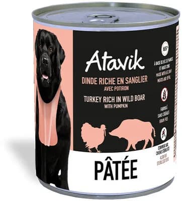 Atavik Pâtée pour chien - Dinde riche en Sanglier avec potiron