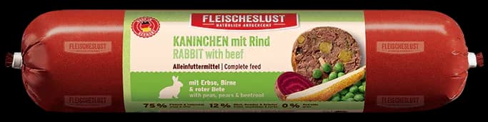 Fleischeslust Kaninchen mit Rind mit Erbse, Birne & roter Bete