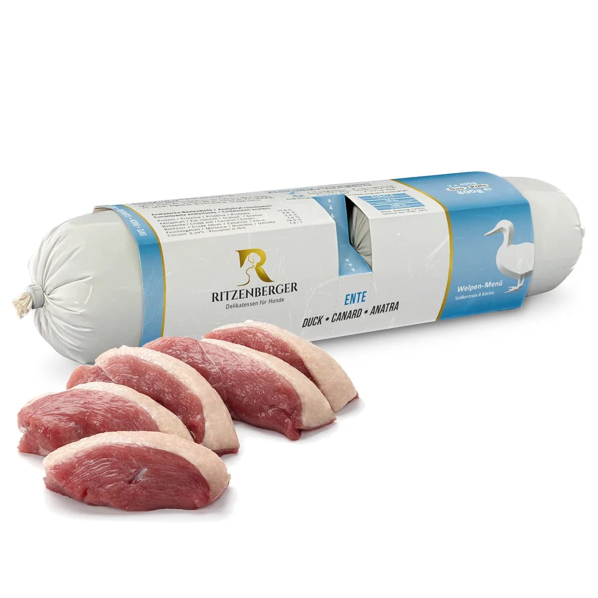 Ritzenberger Ente mit Kürbis-Reis für Welpen
