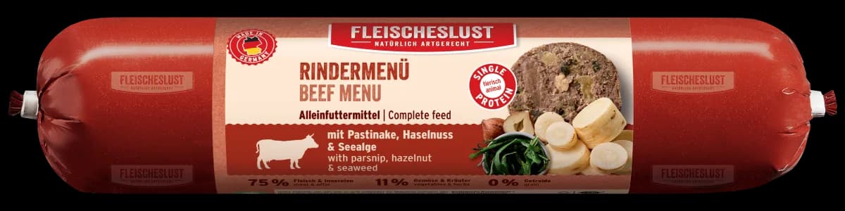 Fleischeslust Rindermenü mit Pastinake, Haselnuss & Seealge