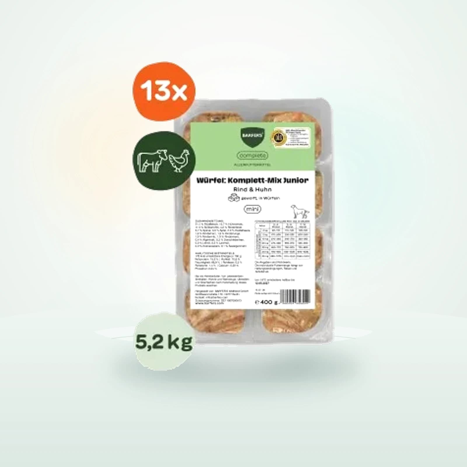 BARFER'S Würfel: Komplett-Mix Junior Rind & Huhn