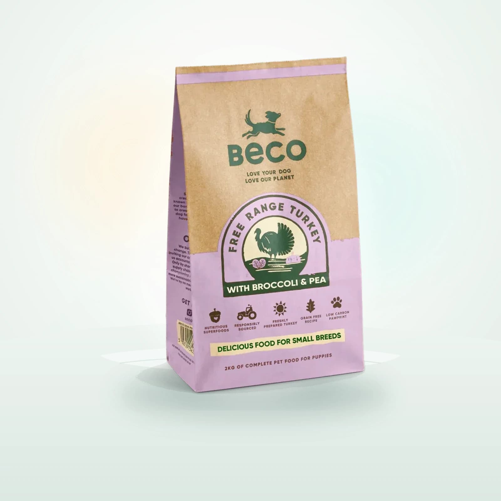 Beco Small Breed Turkey Dry Food with Broccoli & Peas