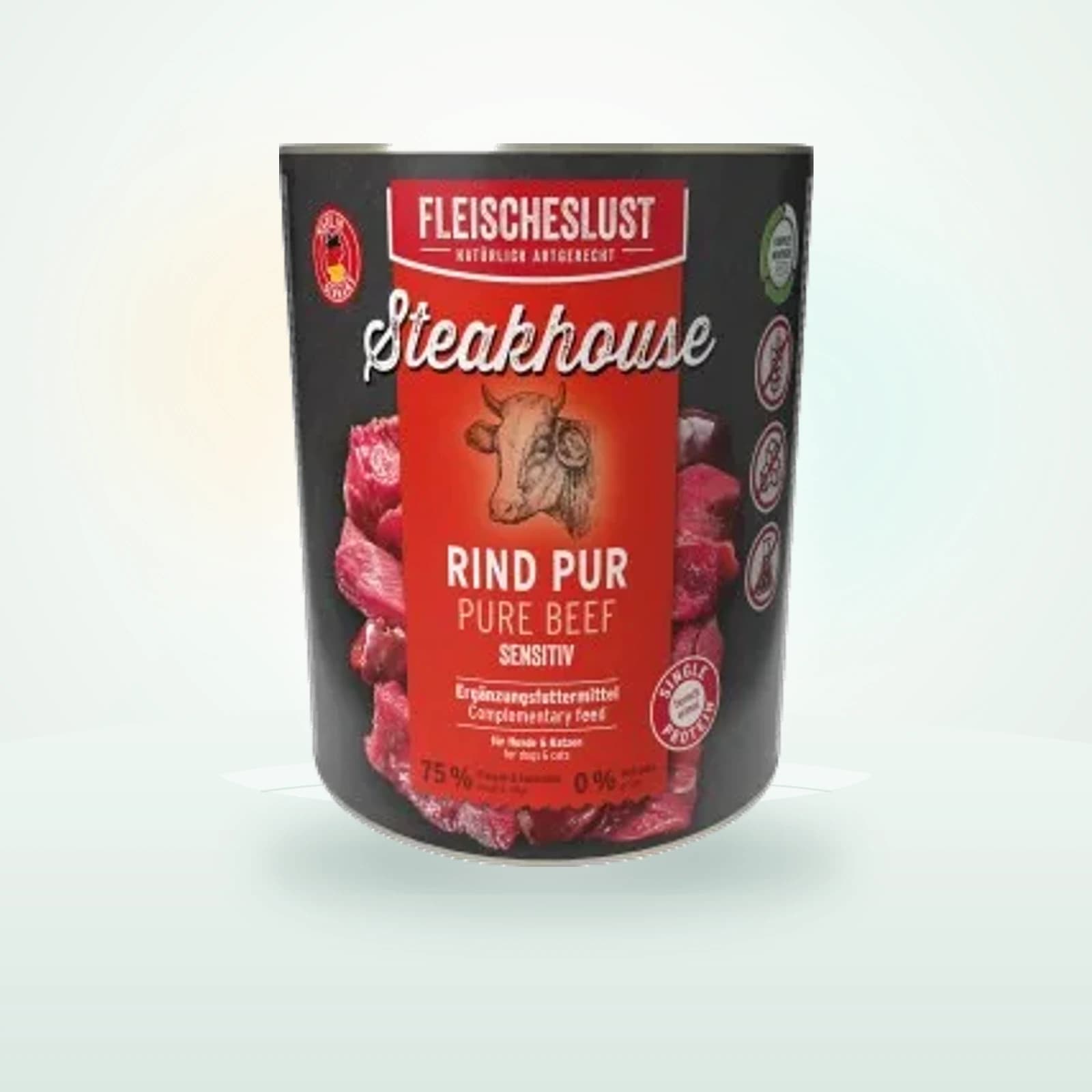 Fleischeslust Sensitiv Nassfutter Dose Rind pur