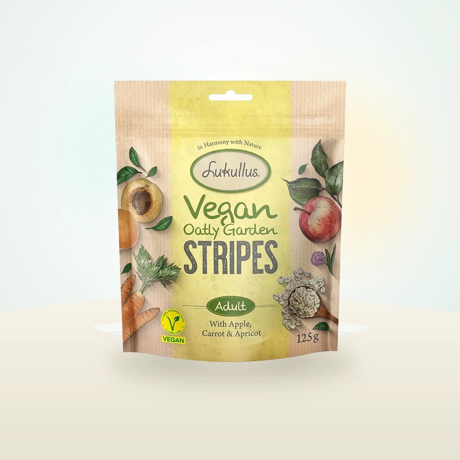 Lukullus Vegan Garden Stripes s jablky, mrkví a meruňkami