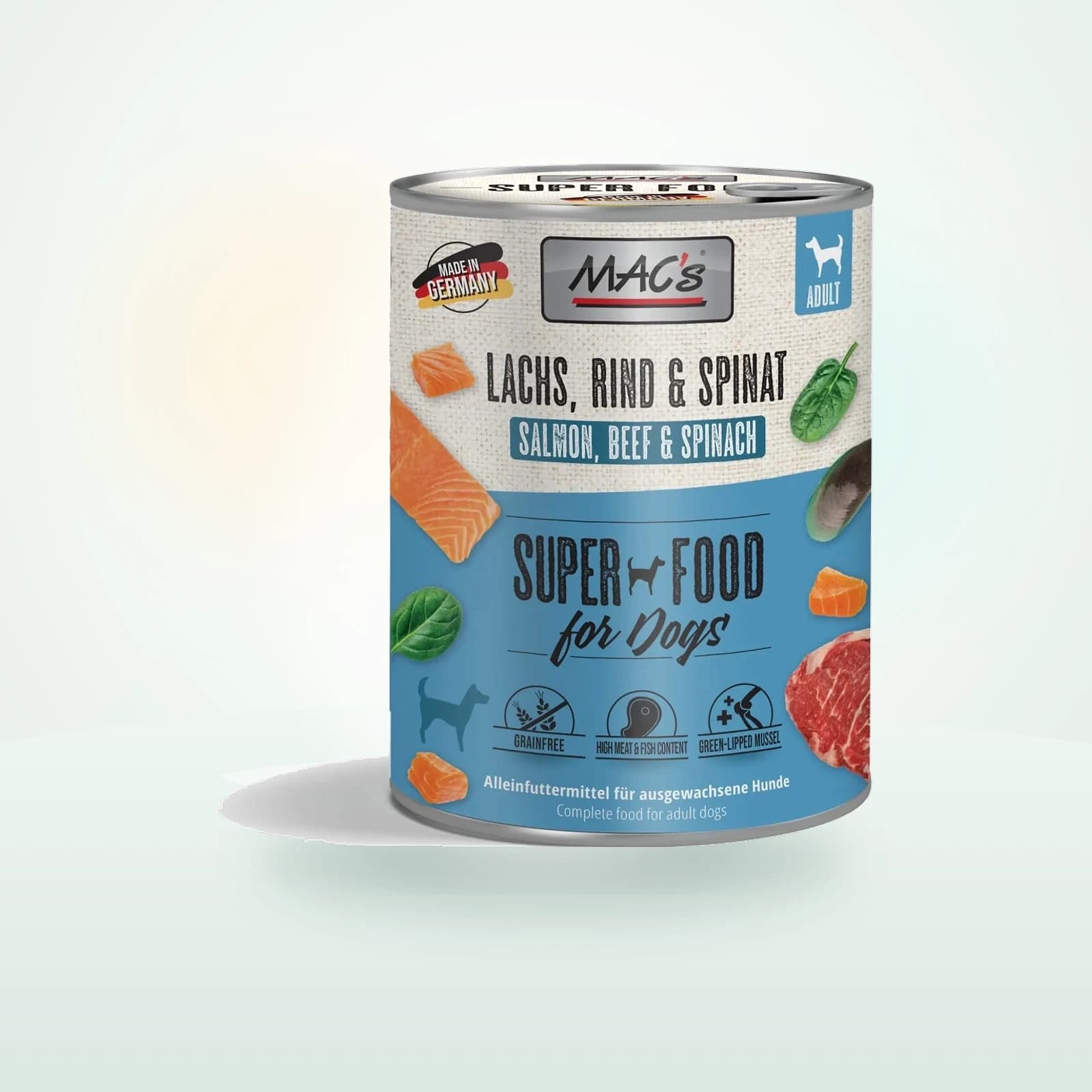 Mac S Nassfutter Hund Adult Lachs und Pasta und Spinat