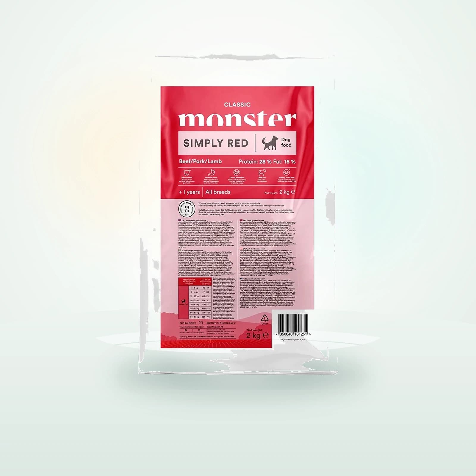 Monster Dog Classic Simply Red Torrfoder till Hund