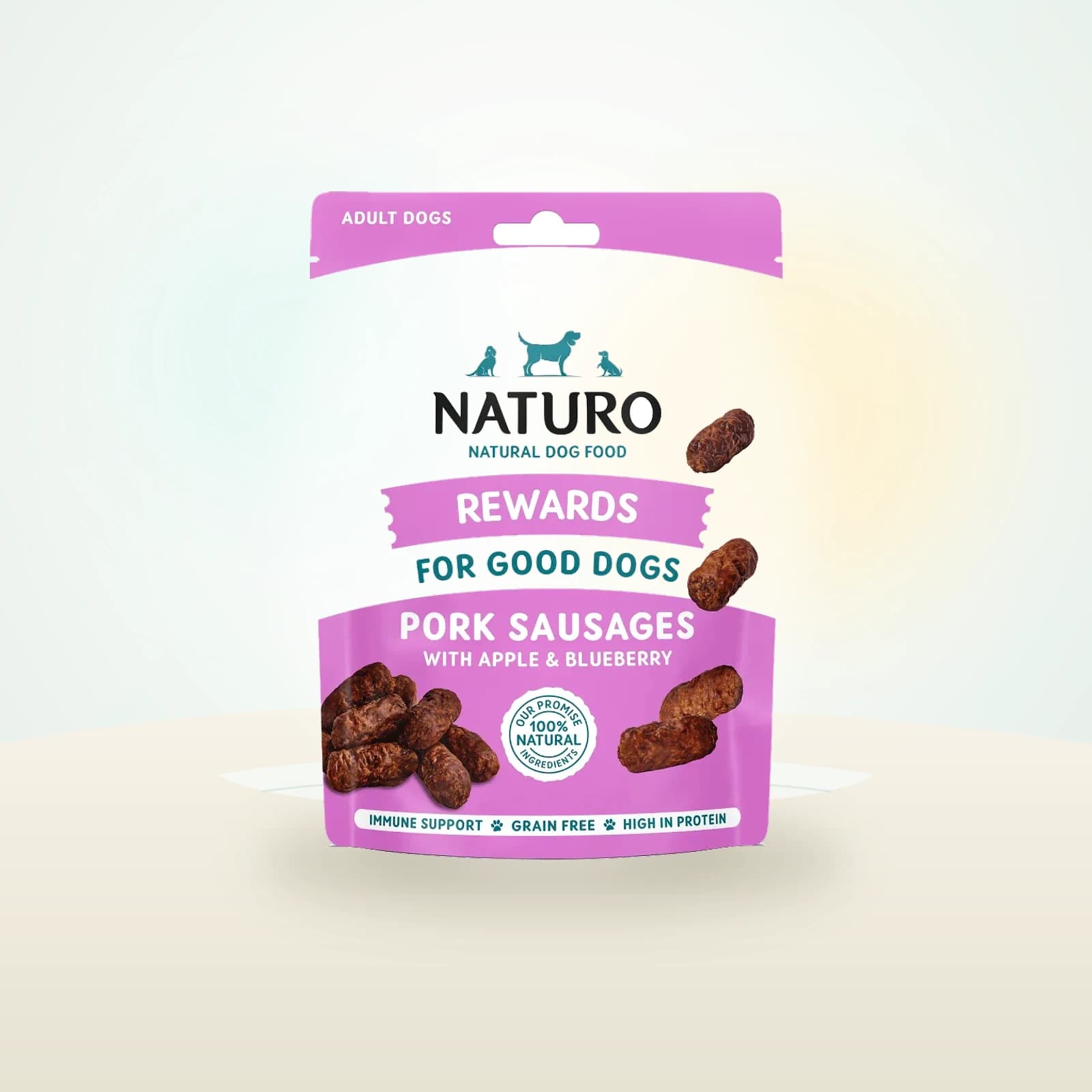 Naturo Adult Dog Pork and Apple Sausage Reward Treats