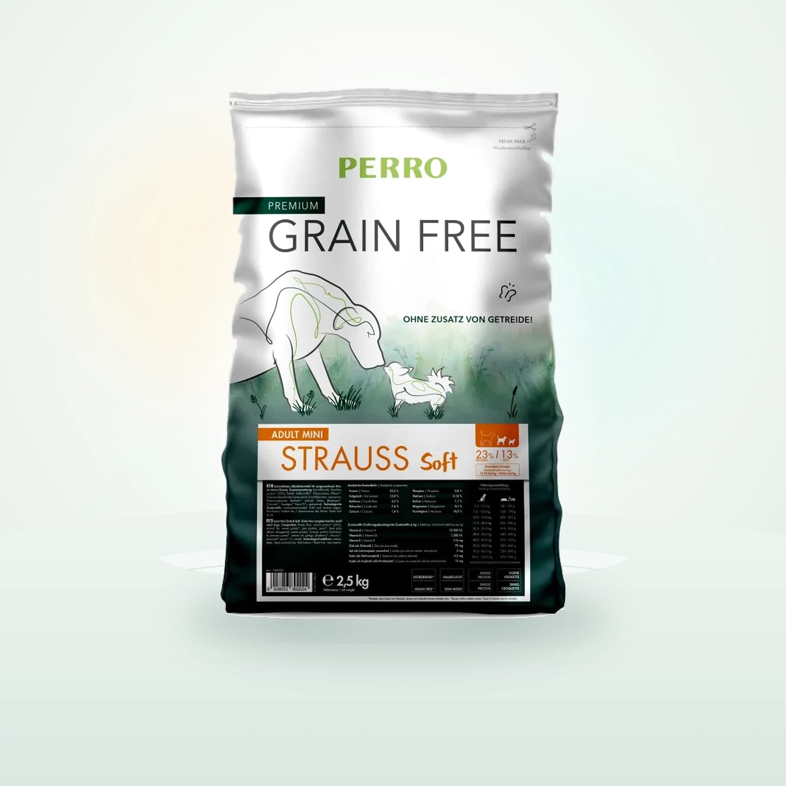 PERRO Grain Free Adult Mini Strauß Soft - Trockenfutter