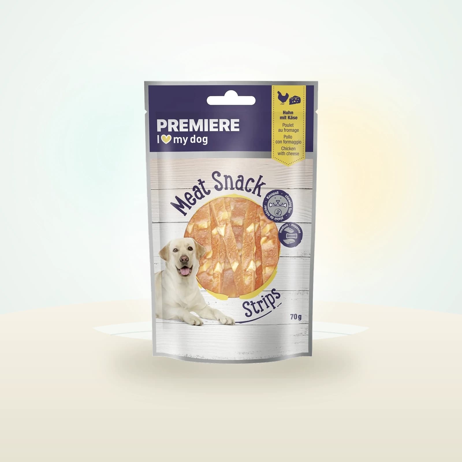 PREMIERE Meat Snack Stripes Hund, Huhn mit Käse