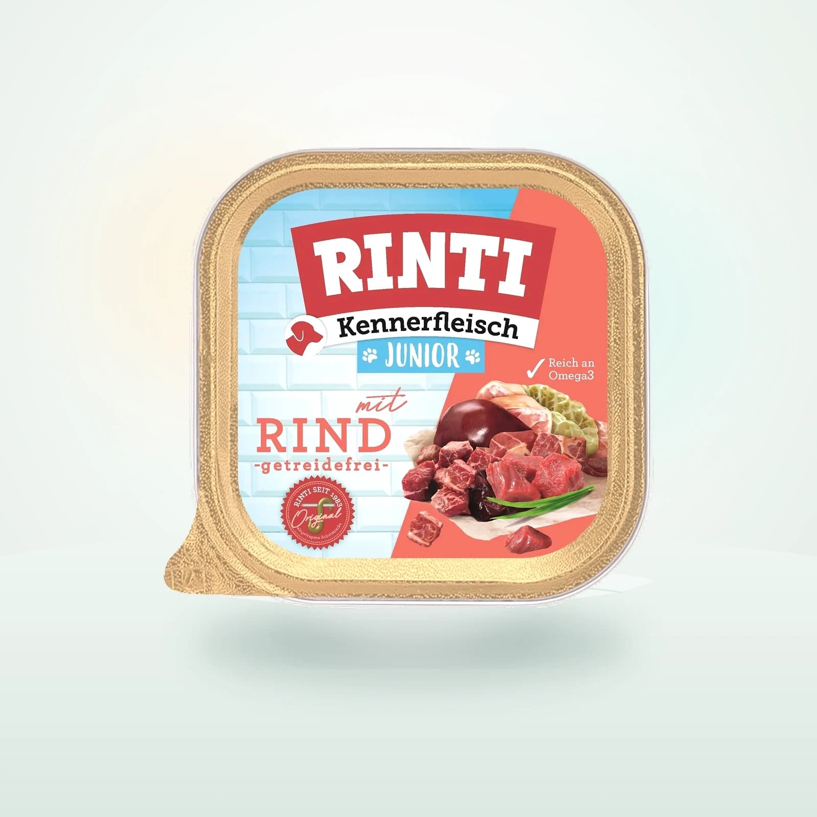 Rinti Kennerfleisch Nassfutter Hund, Junior, Schale Rind