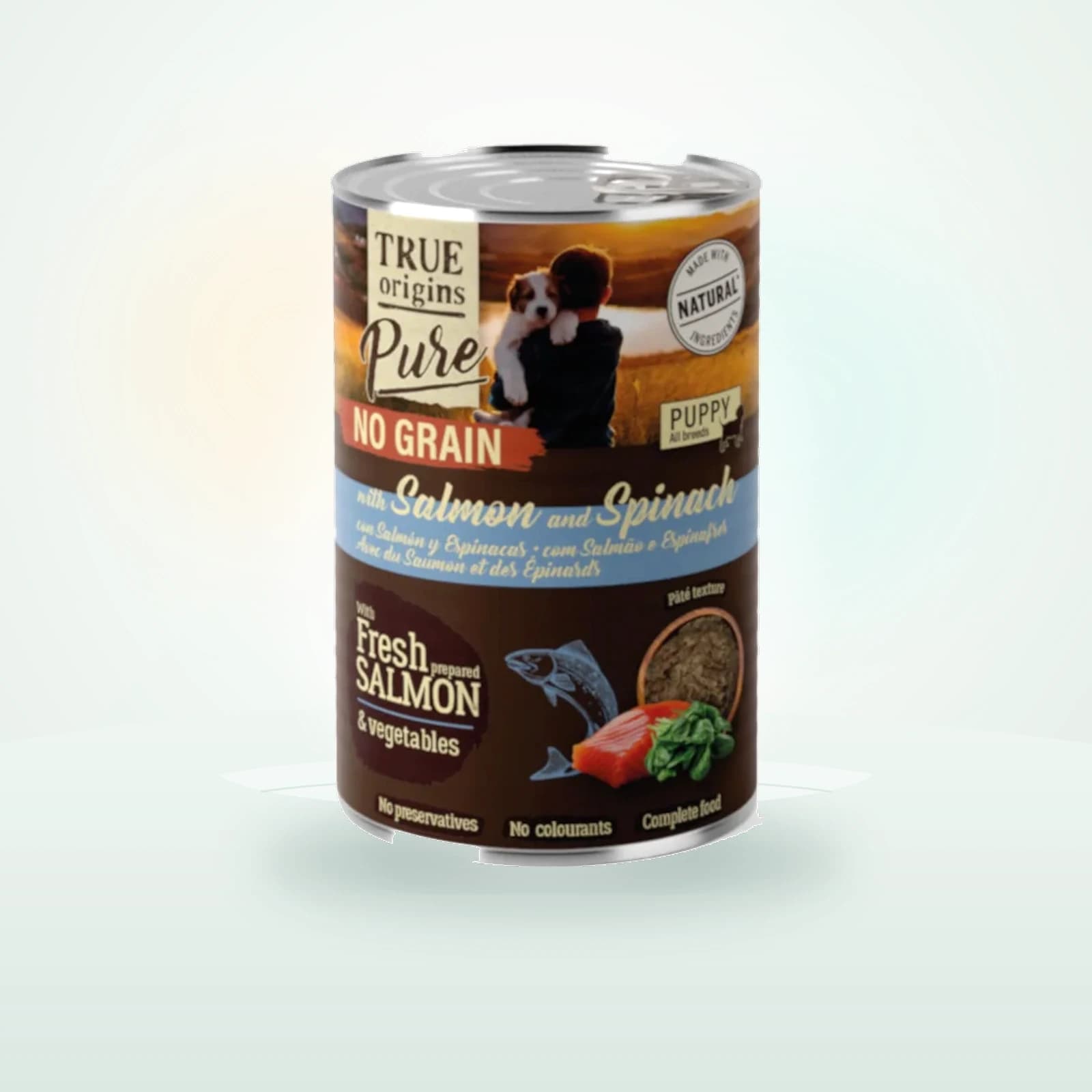 True Origins Pure con Salmón lata Puppy