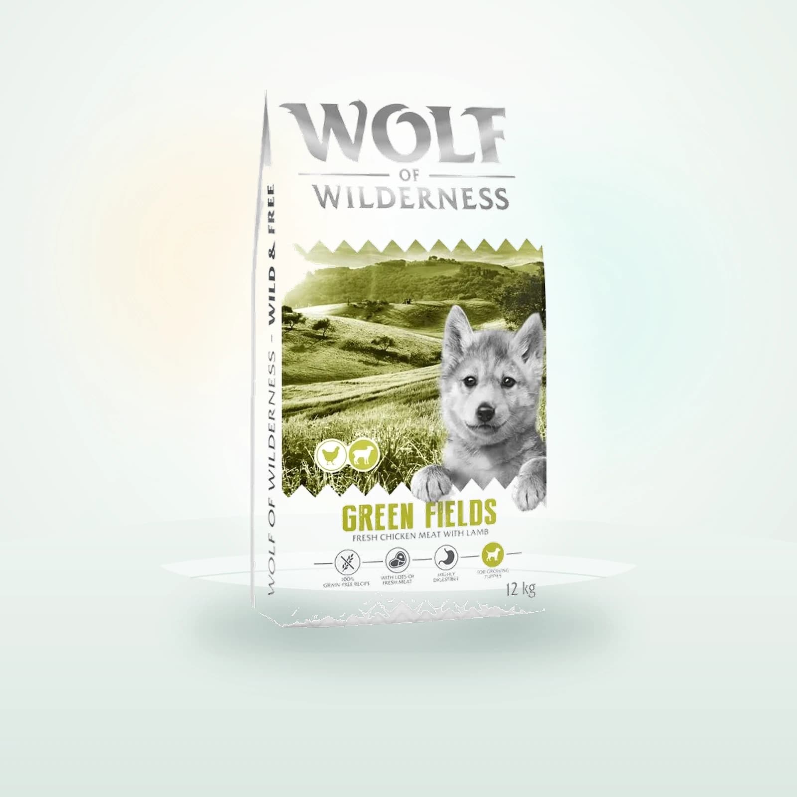 Wolf of Wilderness Junior "Green Fields" karitsa – viljaton