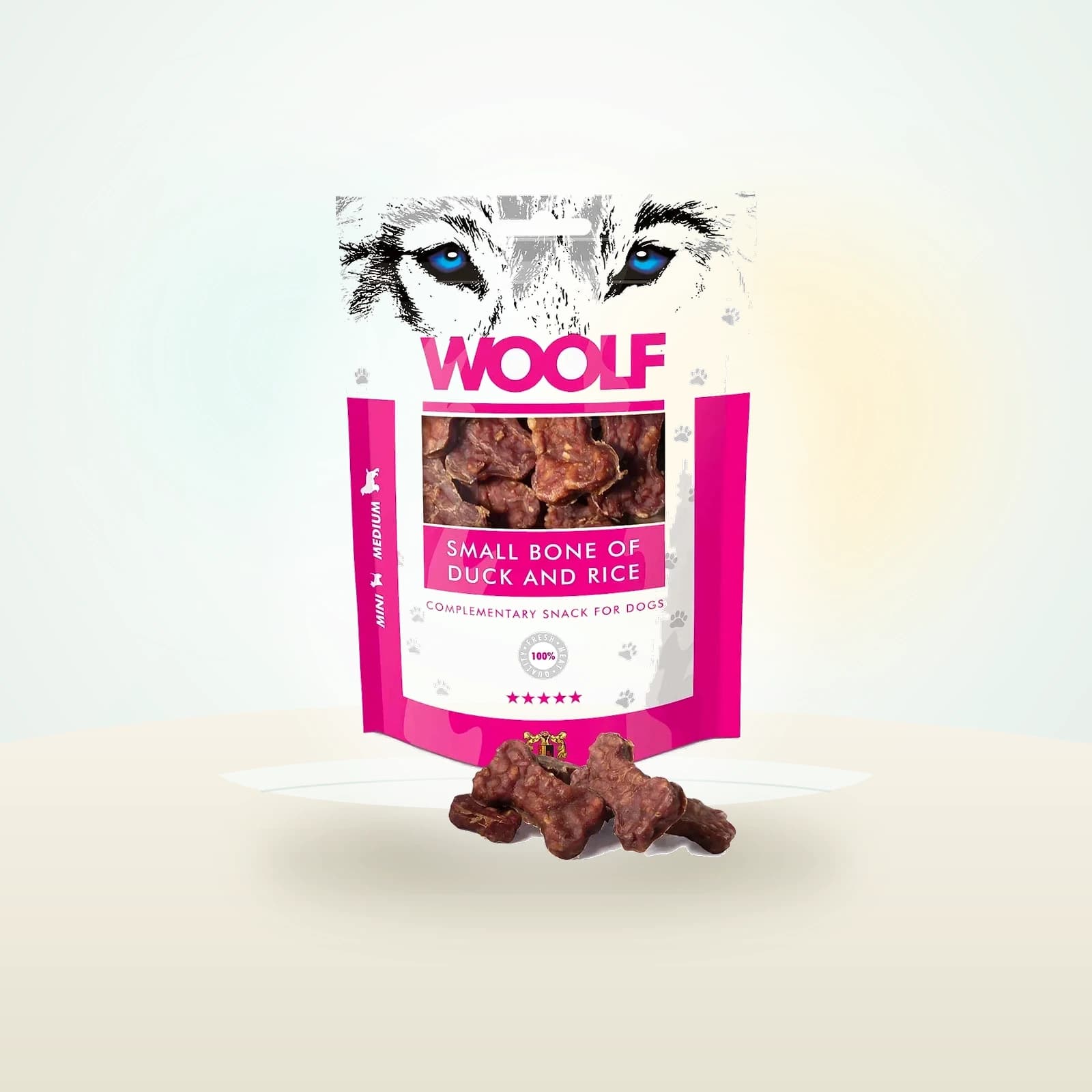 WOOLF Dog treat small bones with duck & rice