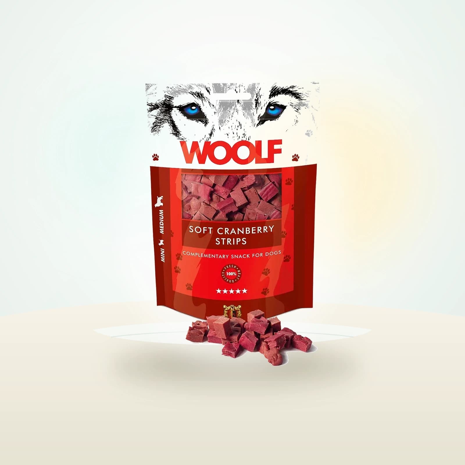 WOOLF Dog treat soft cranberry strips
