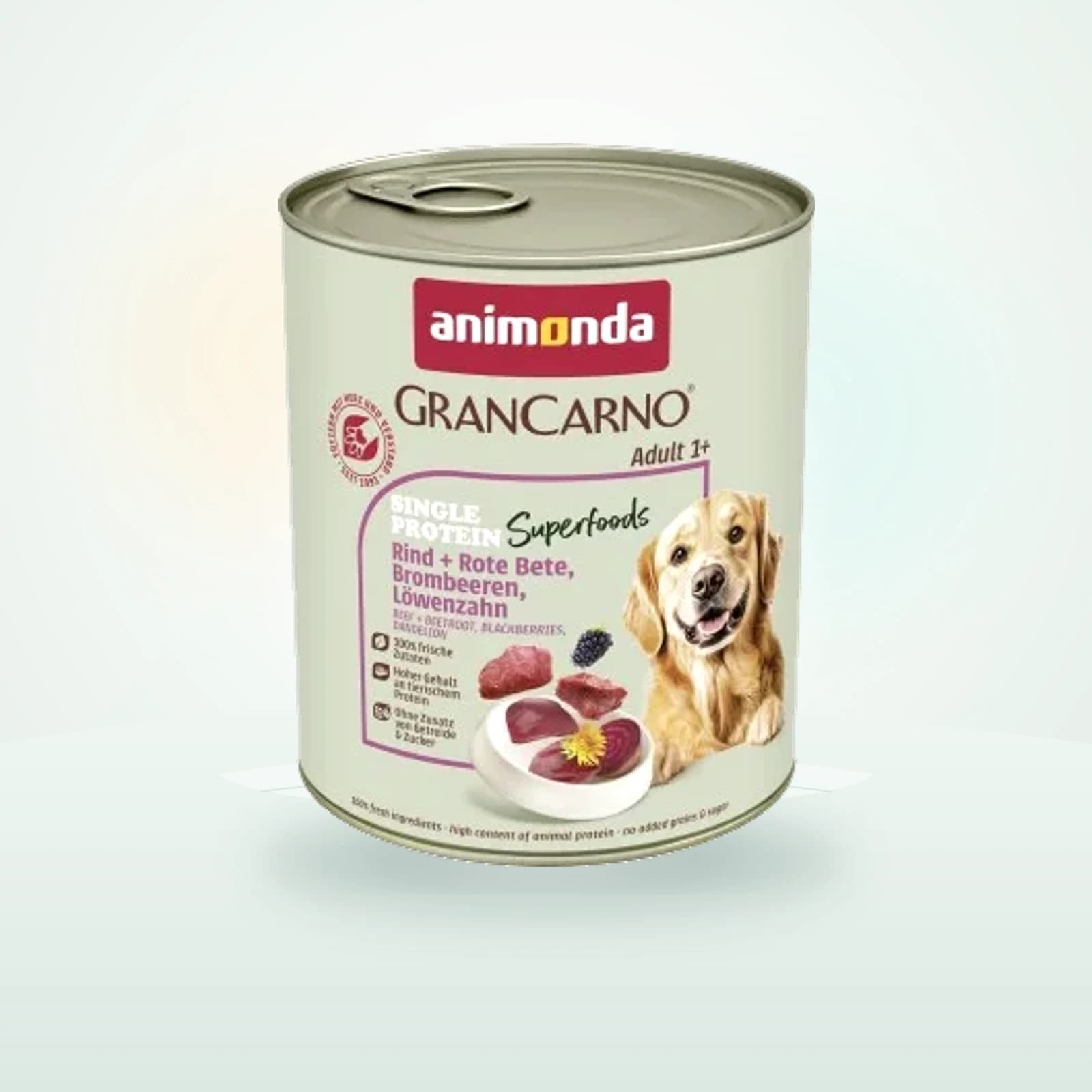 Animonda GranCarno Single Protein Superfoods nourriture humide pour chien adulte Bœuf, betterave, myrtilles, pissenlit