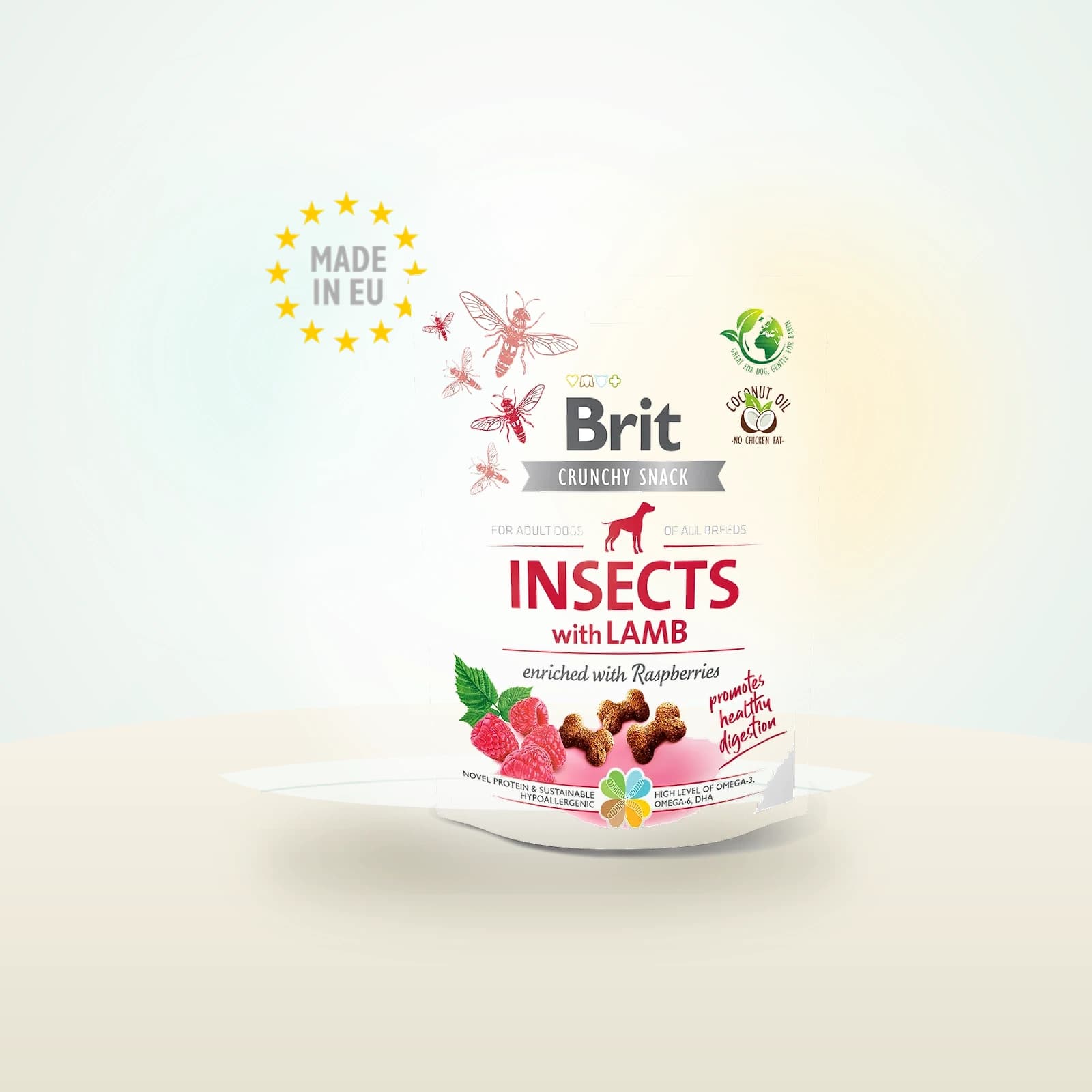 Brit Care Crunchy Cracker. Insects with Lamb enriched with Raspberries