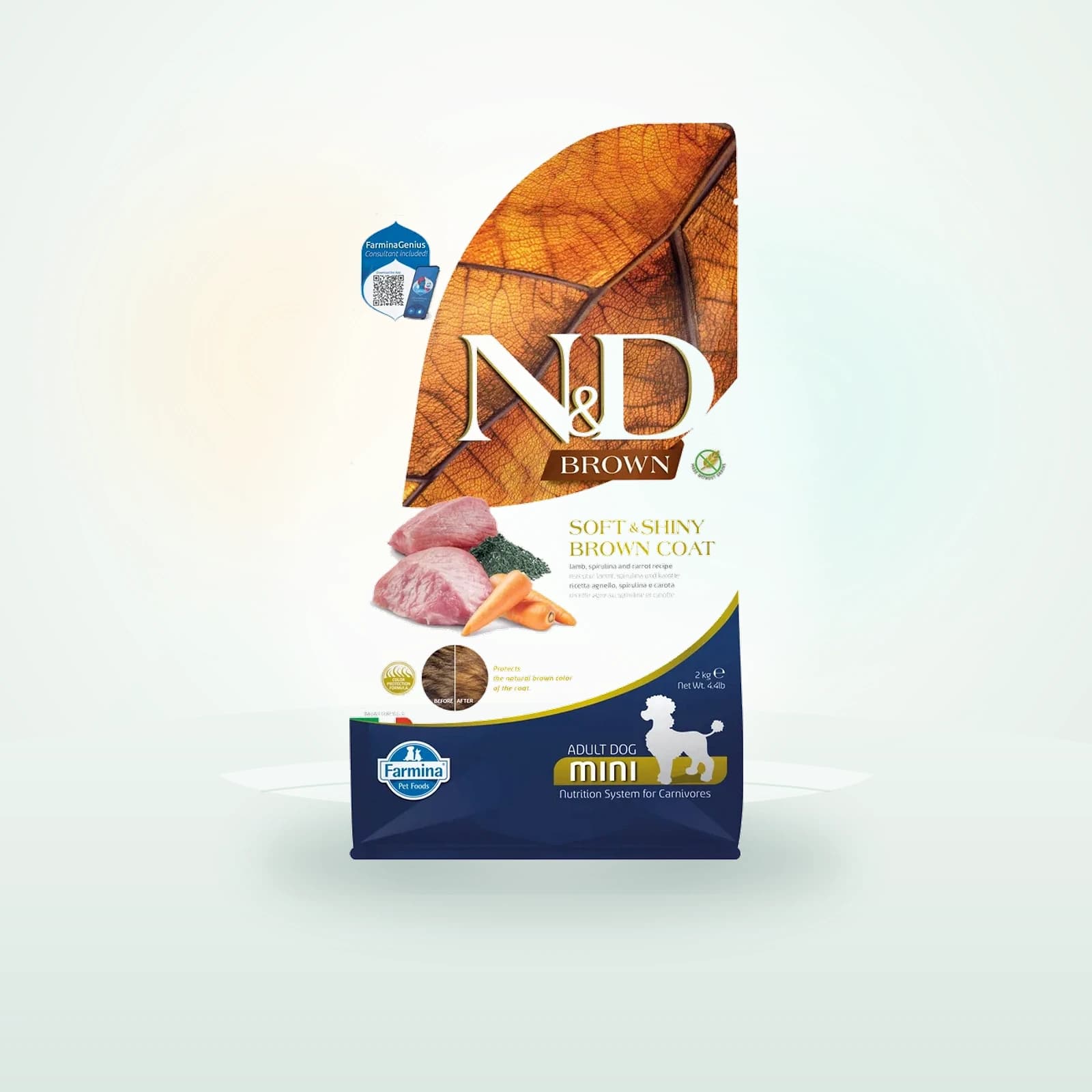 Farmina N&D Brown Adult Mini Dog Food - Lamb, Spirulina & Carrot
