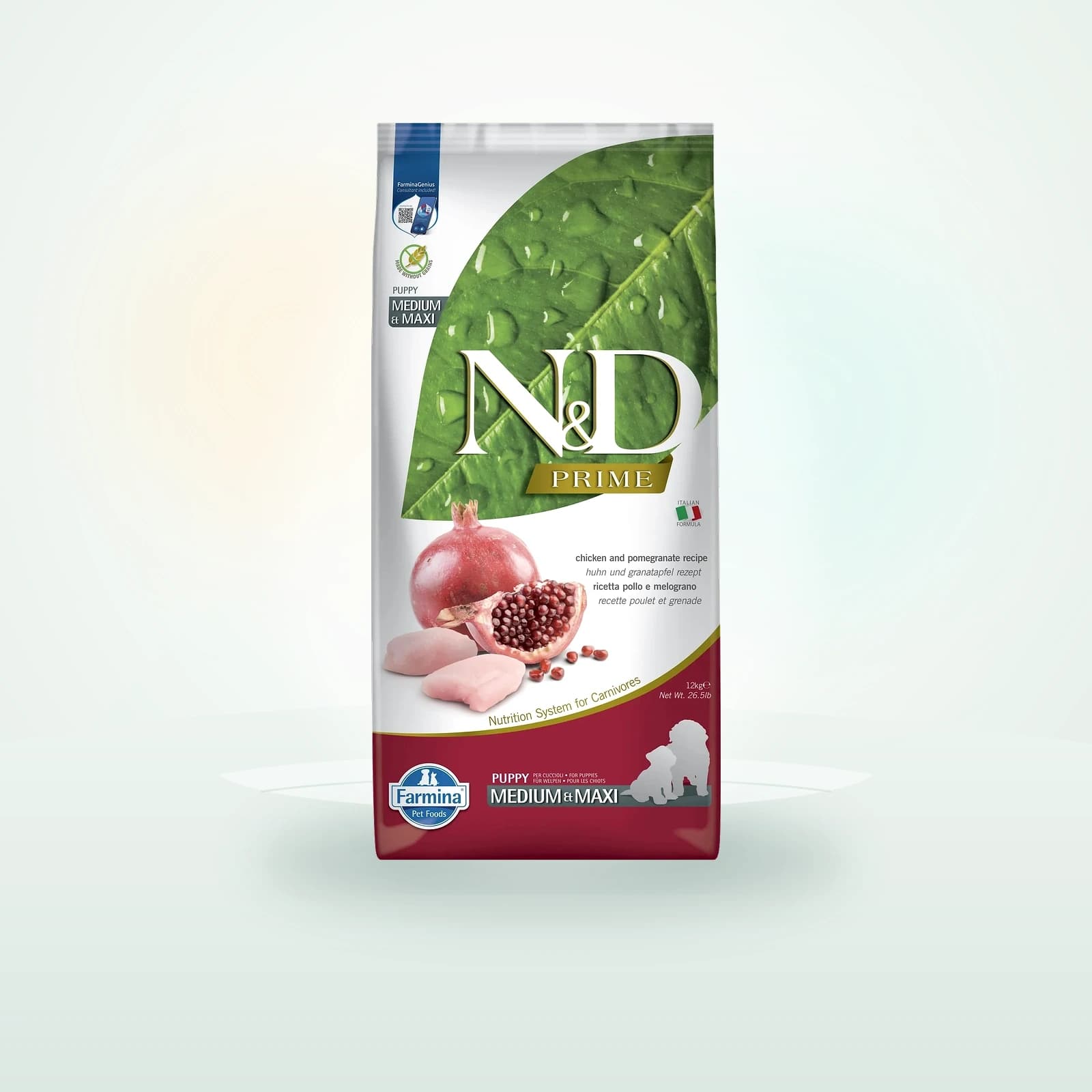 Farmina N&D Prime Dog Chicken and pomegranate Puppy Medium & Maxi kurczak i granat, bezzbożowa karma dla szczeniąd dużych i średnich ras
