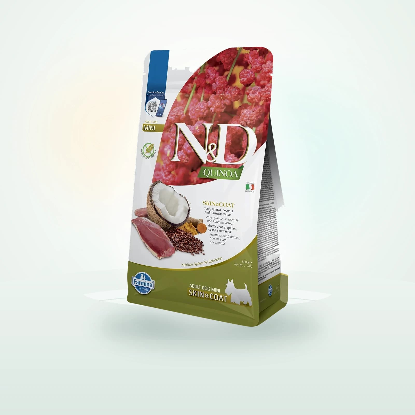 Farmina N&D Quinoa Mini Skin and Coat karma dla psów małych ras z kaczką i kokosem, na poprawę stanu sierści