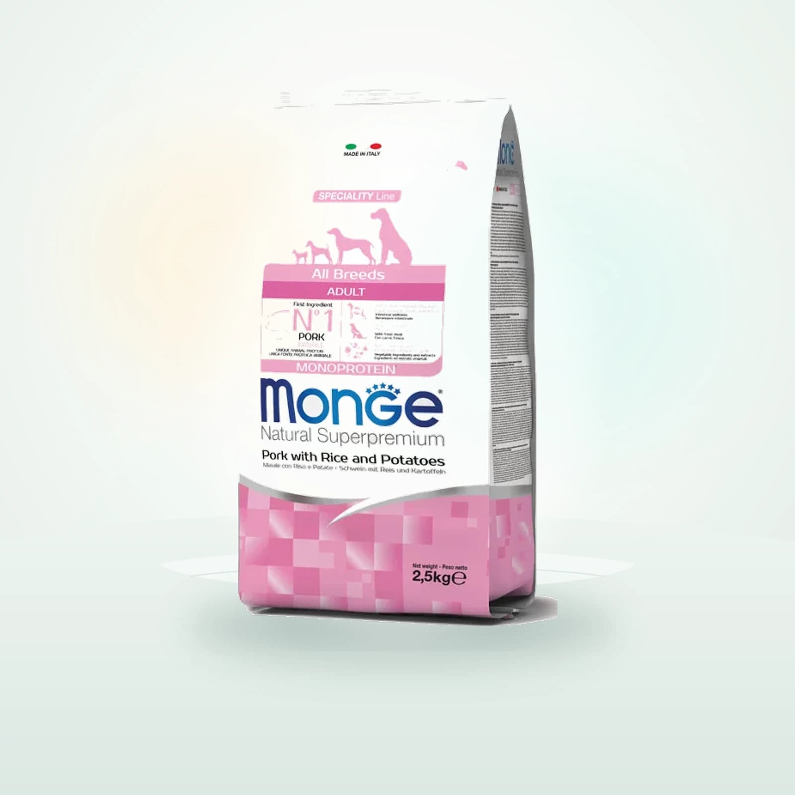 Monge Natural Superpremium All breeds Adult Monoprotein Pork with Rice and Potatoes