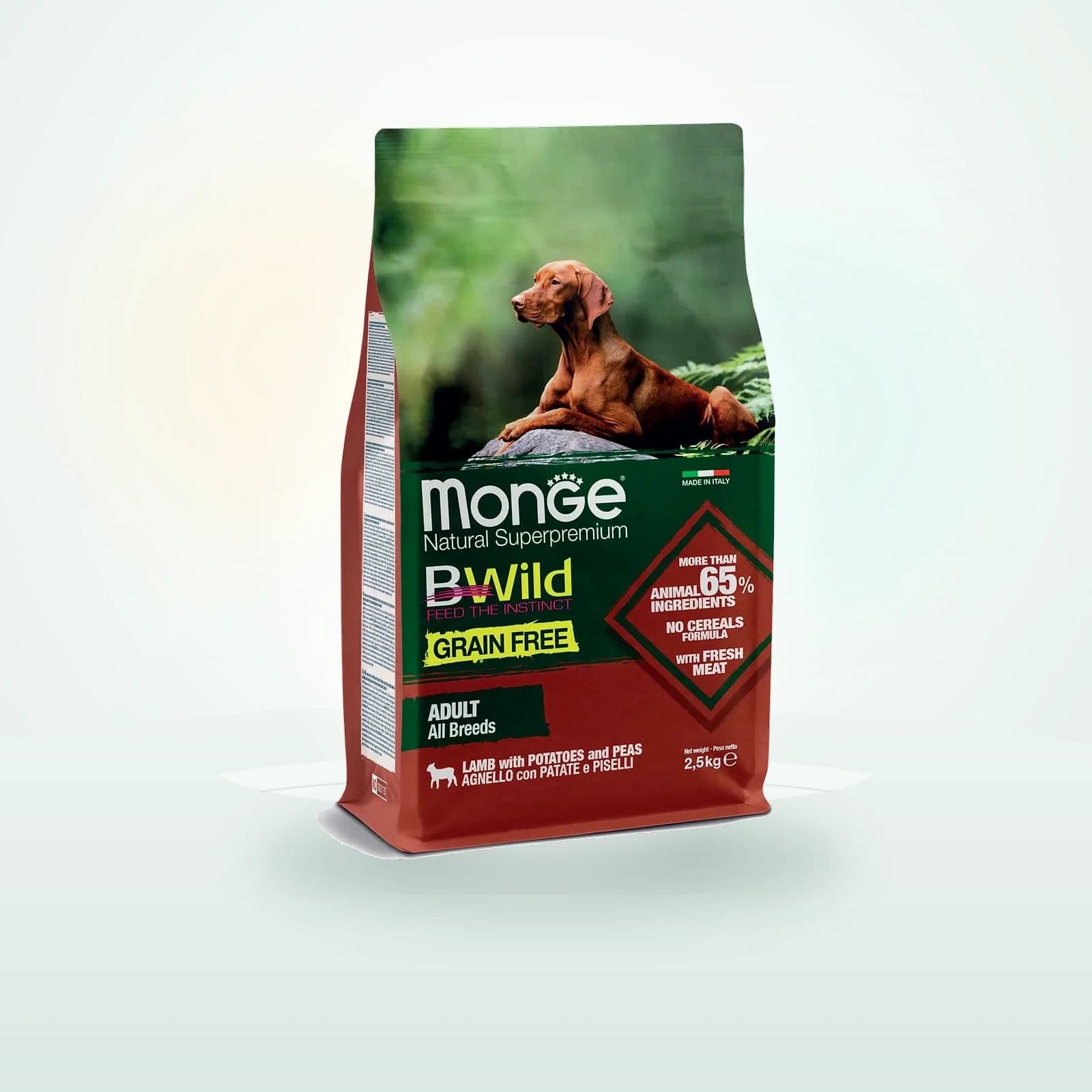 Monge Natural SuperPremium Grain Free Formula All Breeds Cane Adulto Agnello con patate e piselli
