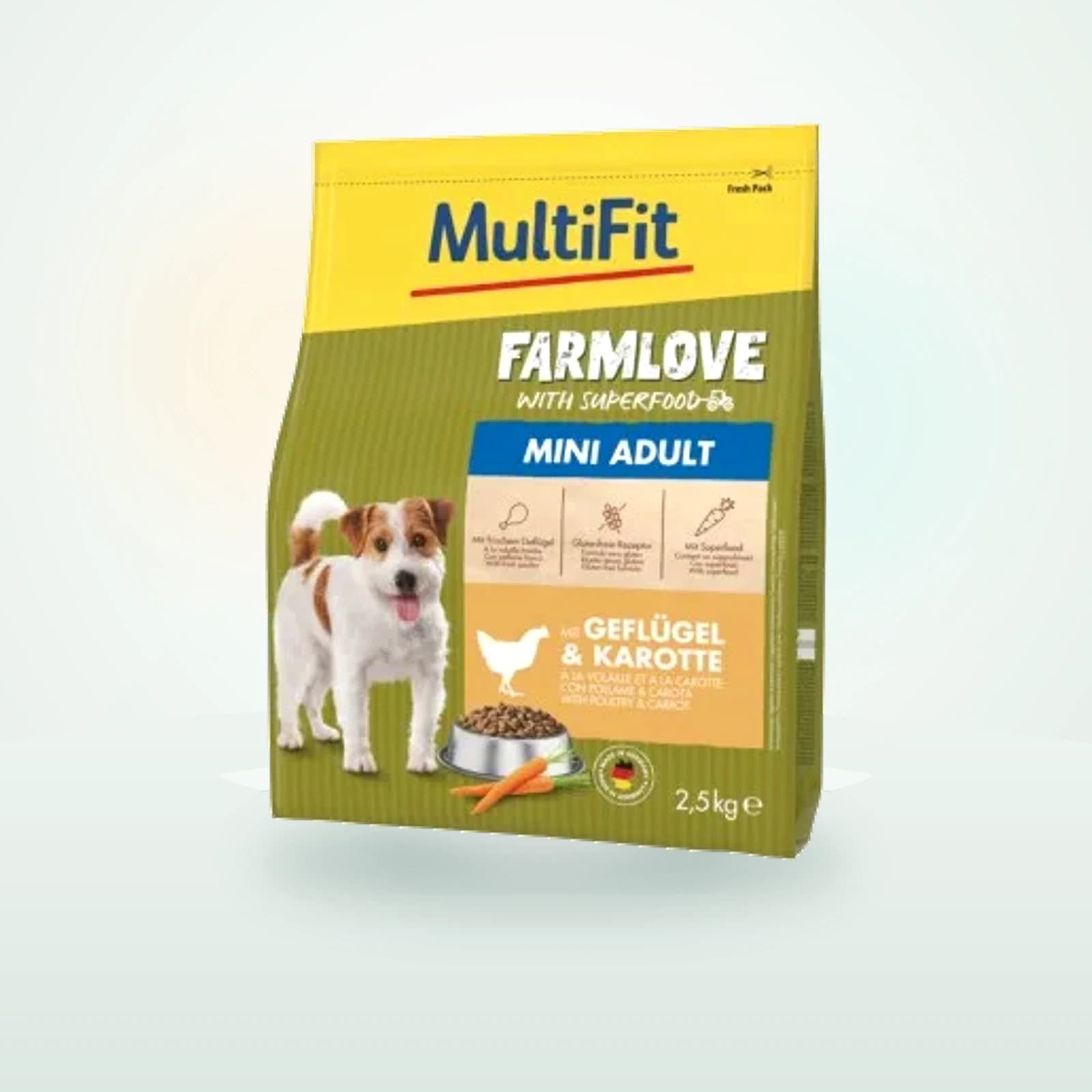 MultiFit Farmlove Dry Dog Food Adult, Mini, with Poultry & Carrot
