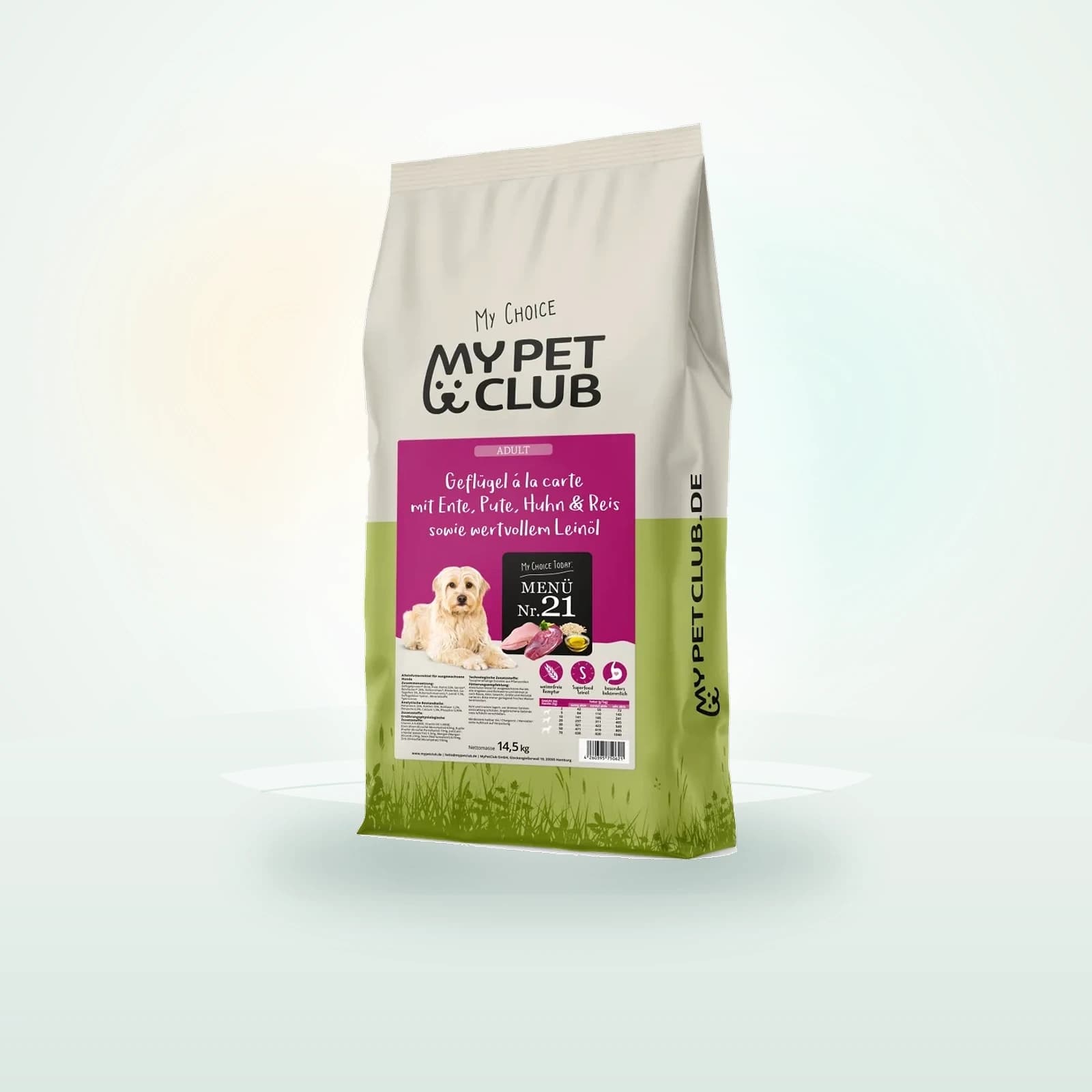 MyPetClub weizenfreies Trockenfutter für Hunde mit Ente, Huhn & Pute und hohem Fleischanteil