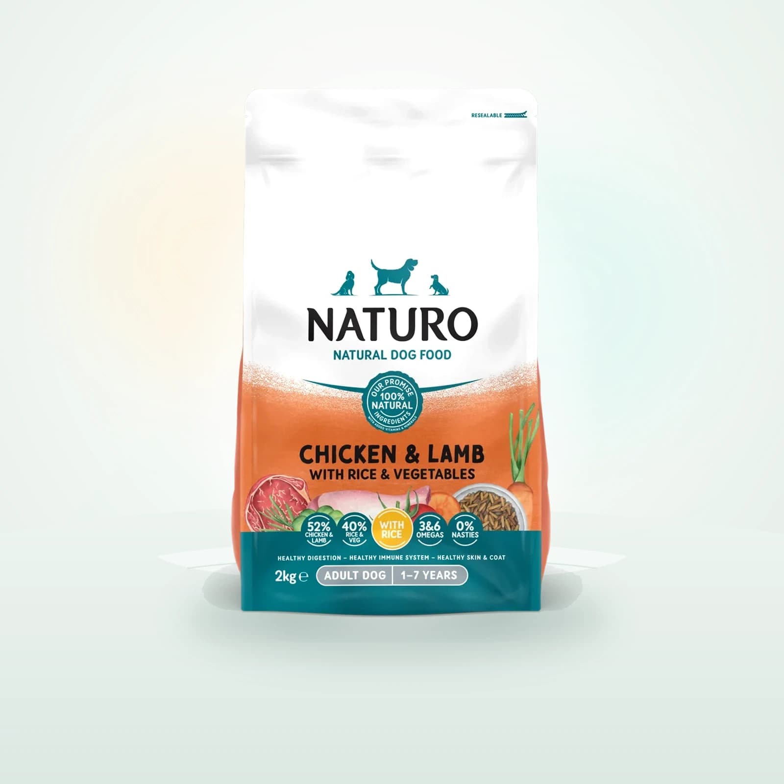 Naturo Adult Dog Chicken & Lamb with Rice & Vegetables Dry Food