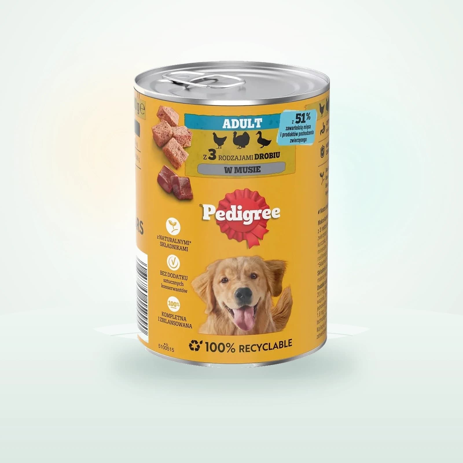 Pedigree Adult puszka mokra karma pełnoporcjowa dla dorosłych psów z 3 rodzajami drobiu w musie