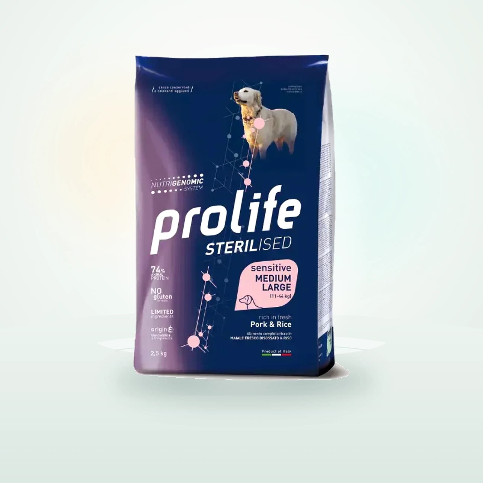 Prolife Sterilised Cane Sensitive Medium Large Maiale e Riso