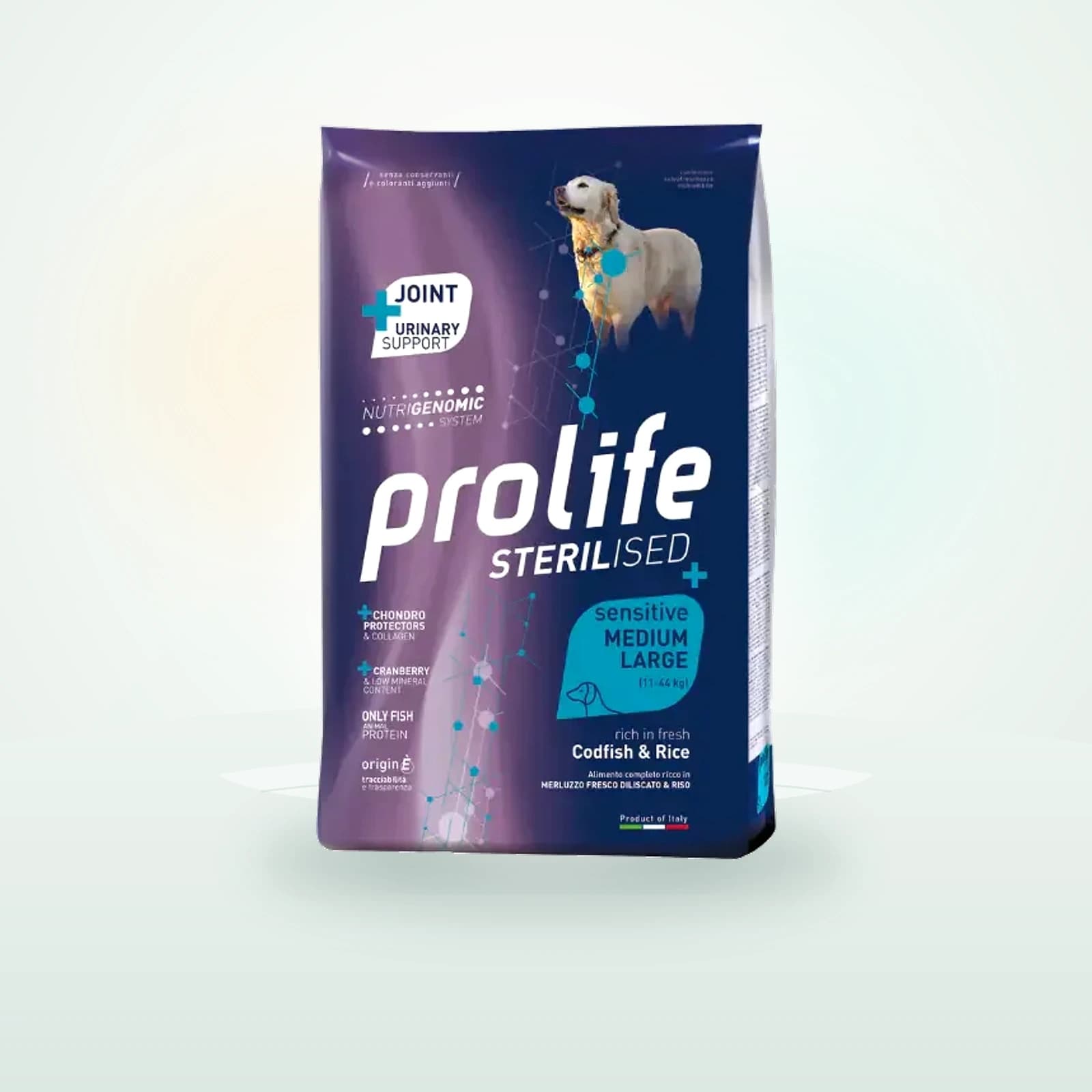 Prolife Sterilised Sensitive Medium/Large Adult Merluzzo e Riso