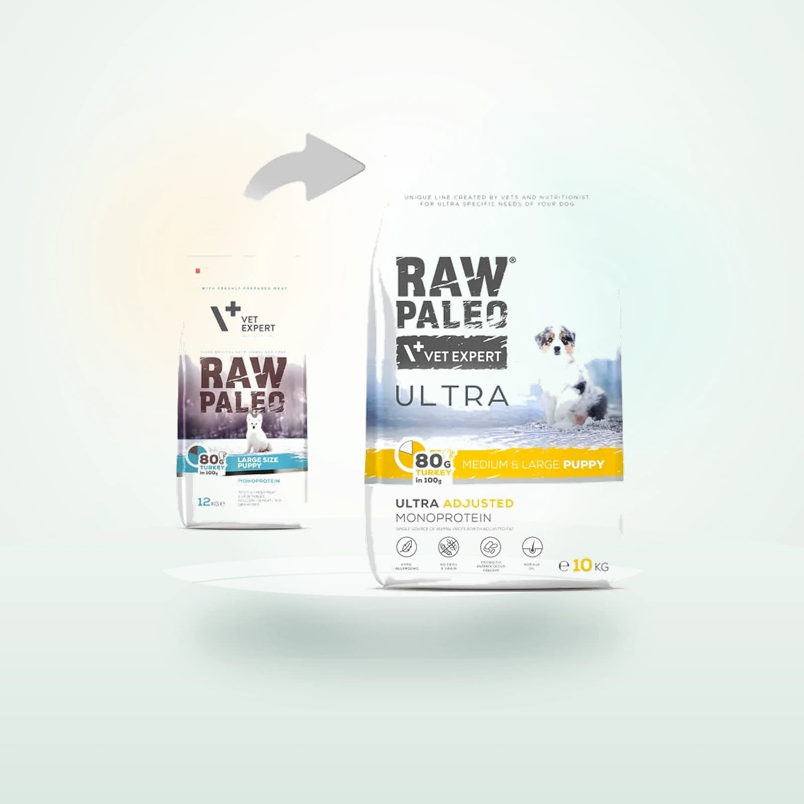 RAW PALEO VetExpert Raw Paleo Ultra Turkey Medium & Large Puppy - sucha karma z indykiem dla szczeniąt średnich ras