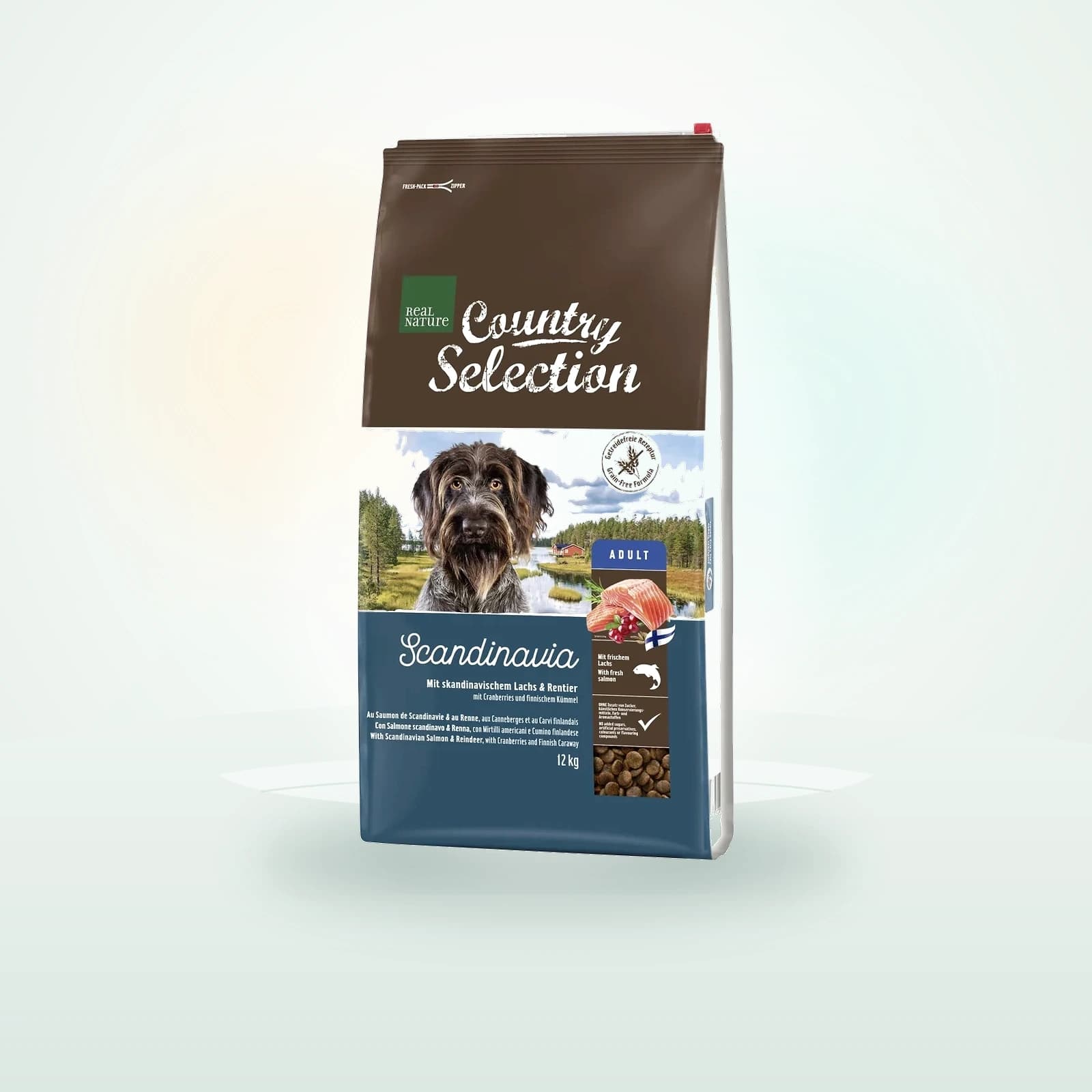 Real Nature Country Trockenfutter Hund, Adult, Scandinavia, Lachs und Rentier