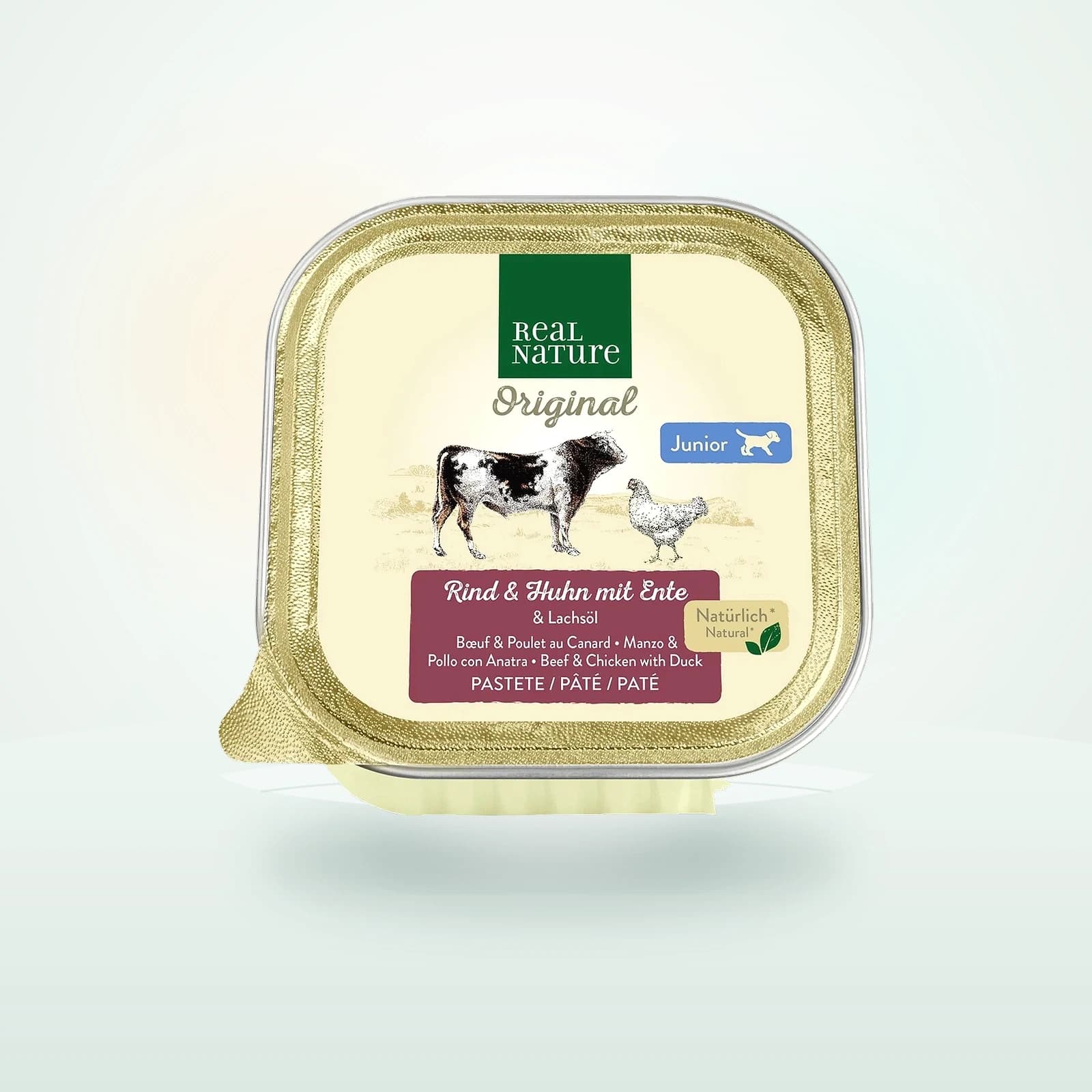 REAL NATURE Nassfutter Hund, Junior, Rind und Huhn mit Ente