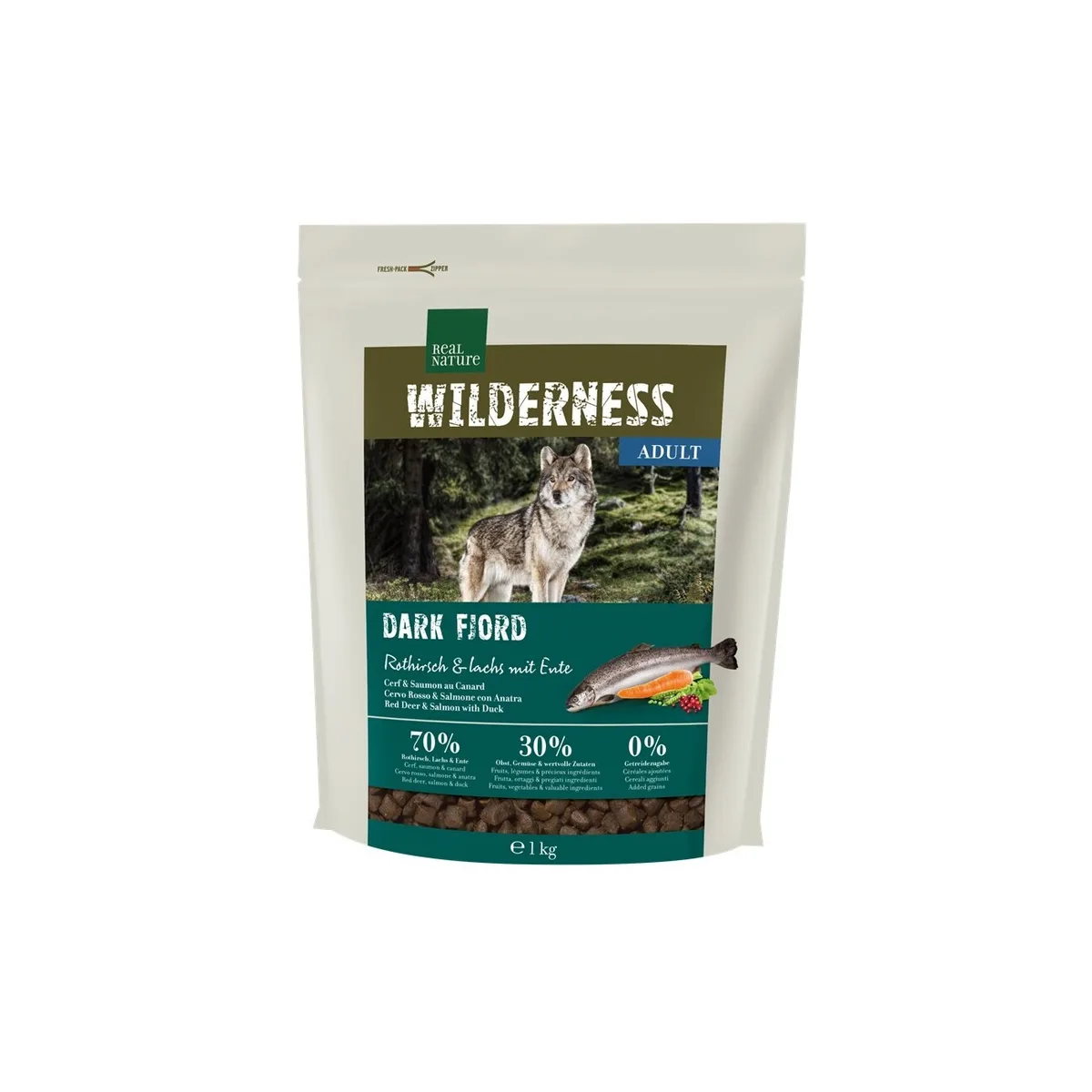 REAL NATURE WILDERNESS Trockenfutter Hund, Adult, Dark Fjord Rothirsch, Lachs und Ente