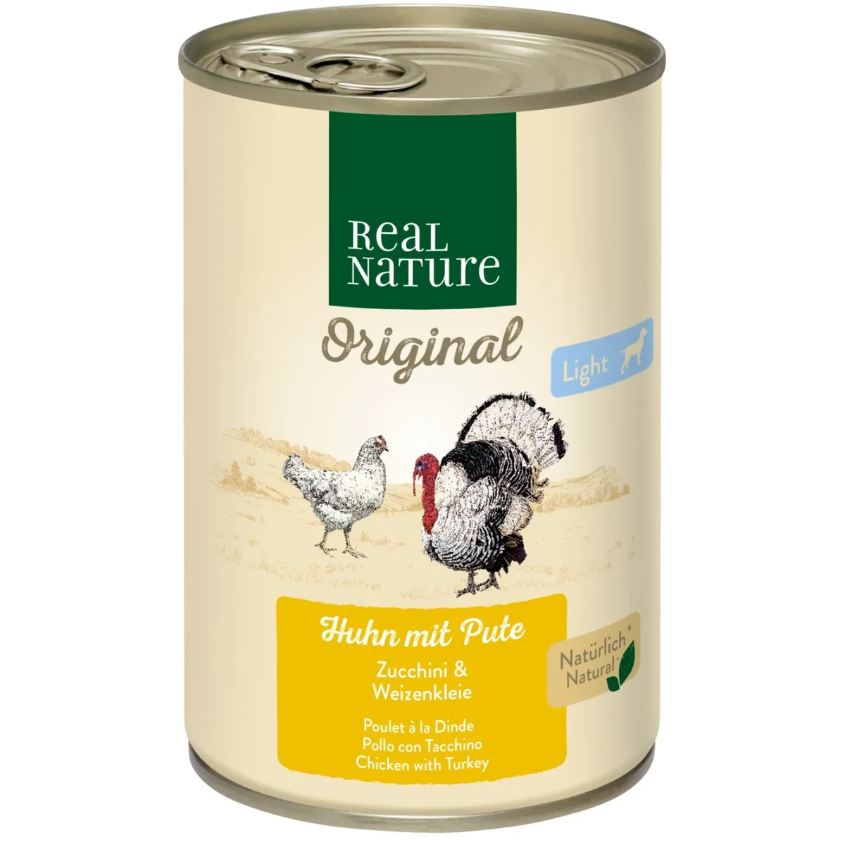 REAL NATURE Light Nassfutter Hund, Adult, Huhn mit Pute